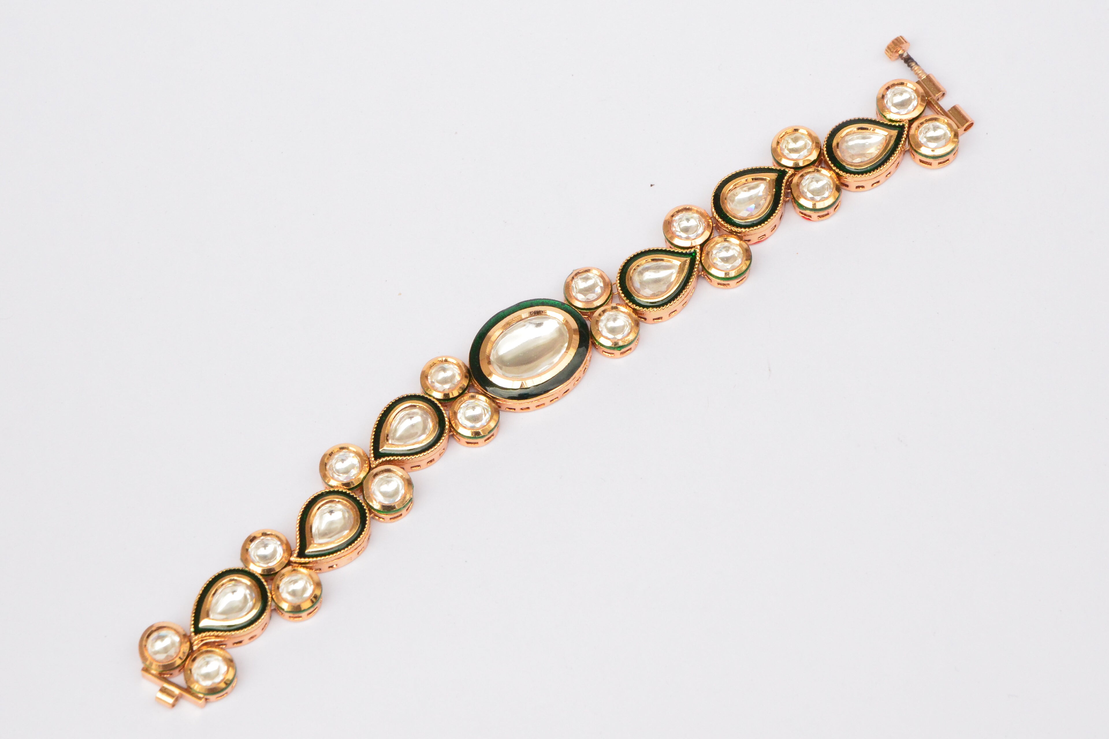 Gold plated kada bangles for ladies | Screw openable Polki kada bangle –  Indian Designs