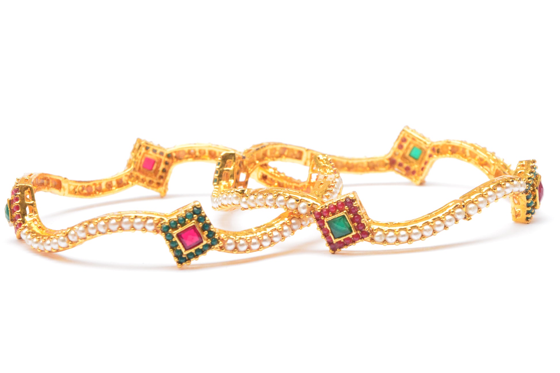 Bareeka Ruby & Emerald Pearl Set - BanglesBay