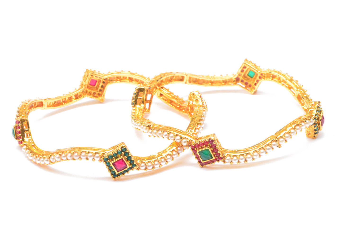 Bareeka Ruby & Emerald Pearl Set - BanglesBay